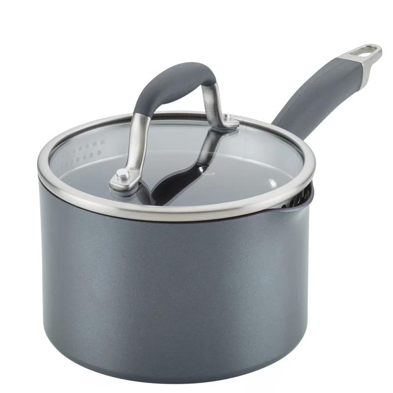 Anolon Anolon Advanced Home Hard Anodized Nonstick Saucepan With Straining Lid, 2 Quart