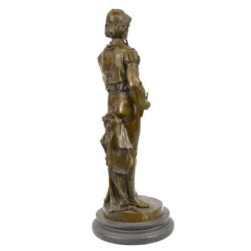 Bloomsbury Market Aziel French Civil War Drummer Bronze Sculpture Marble Base Figurine Statue Figure Art