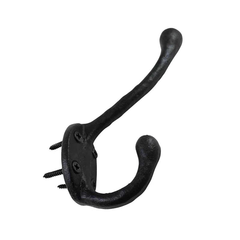 The Renovators Supply Inc. 25845 Wrought Iron Double Wall Mounted Robe Hook (Set of 3)