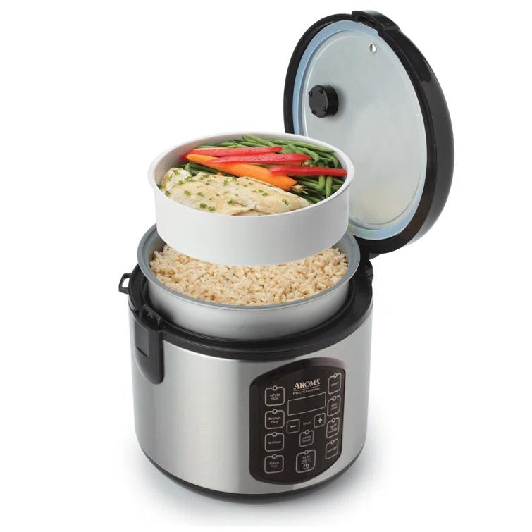 Aroma AROMA Professional Digital Rice Cooker, Multicooker, 4-Cup (Uncooked) / 8-Cup (Cooked), 2 Qt, Stainless Steel Exterior