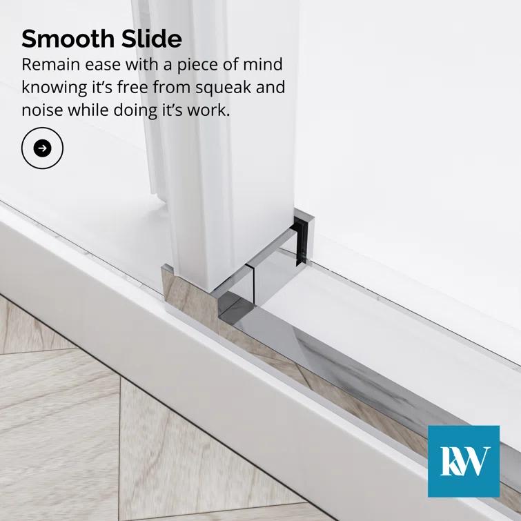 KOBIWORKS Kw03 60 In. W X 76 In. H Single Sliding Frameless Shower Door With 3/8 In. Clear Glass KW036076CH