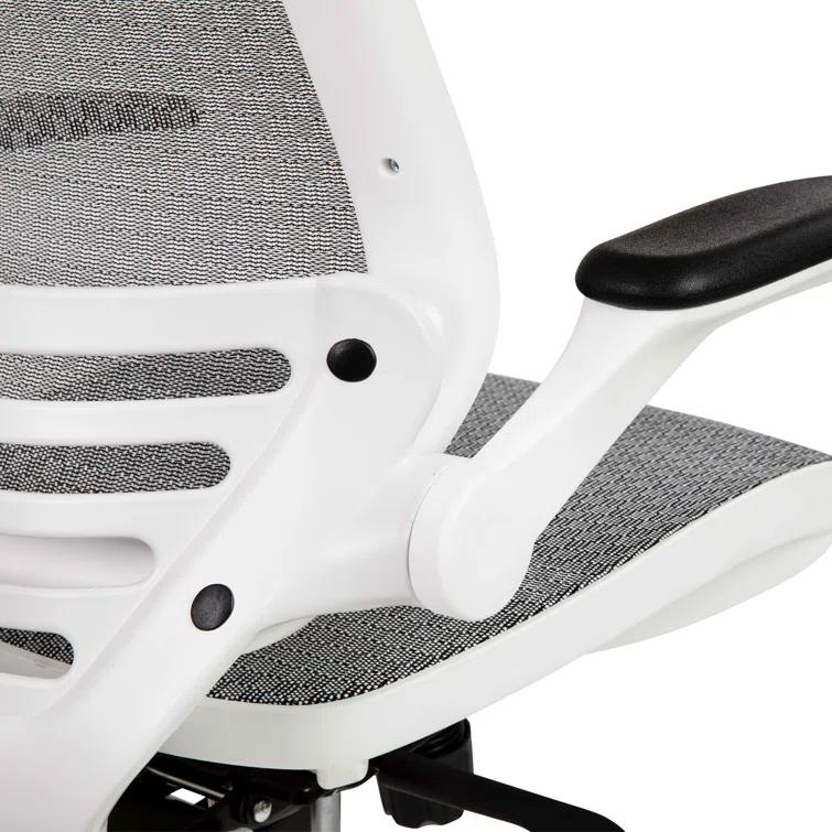 Flash Furniture Mignone Mid-Back Transparent Mesh Office Chair with Flip-Up Arms