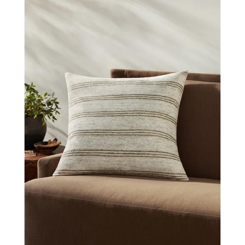 Zephyr Pillow by Amber Lewis x Loloi - Ivory and Olive / 22" x 22" / Polyester