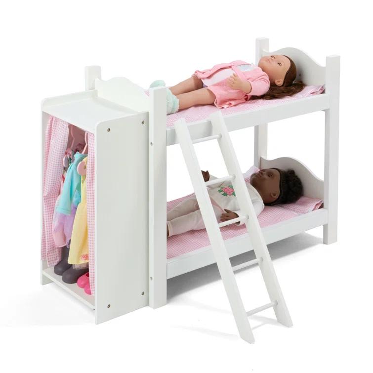 Badger Basket Bunk Beds with Ladder and Storage Armoire for 20" Dolls
