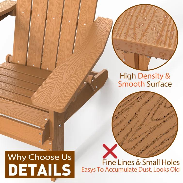 Highland Dunes Outdoor Plastic Folding Adirondack Chair For All Weather (Set Of 4) (Set of 4)