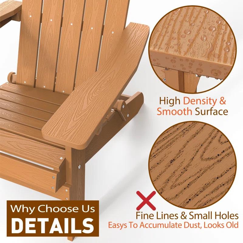 Highland Dunes Outdoor Plastic Folding Adirondack Chair For All Weather (Set Of 4) (Set of 4)