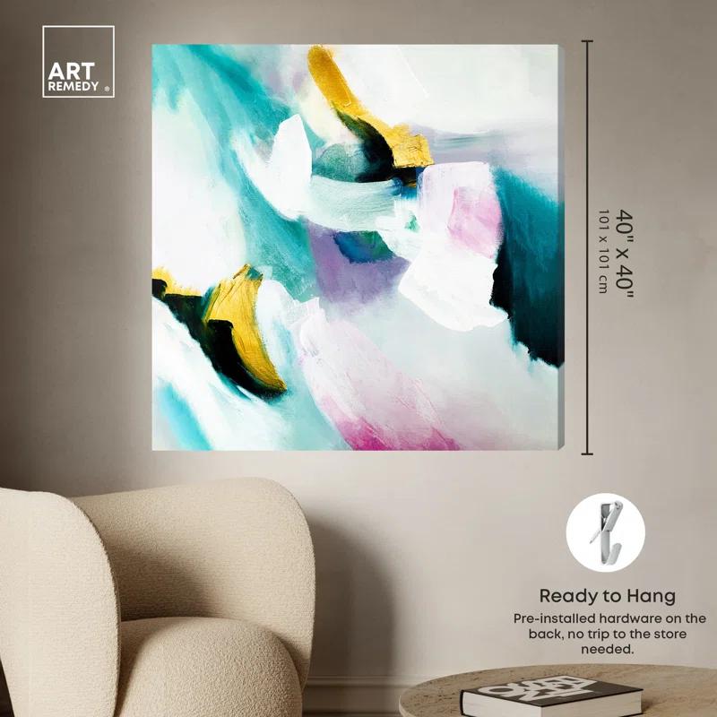 Art Remedy Art Remedy Still Violas Framed Blue Abstract 1 Piece Canvas Wall Art 56586
