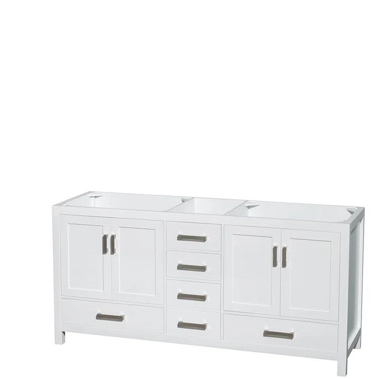 Wyndham Collection Sheffield 72" Freestanding Double Bathroom Vanity with Cultured Marble Top