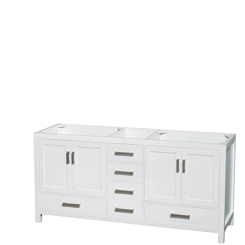 Wyndham Collection Sheffield 72" Freestanding Double Bathroom Vanity with Cultured Marble Top
