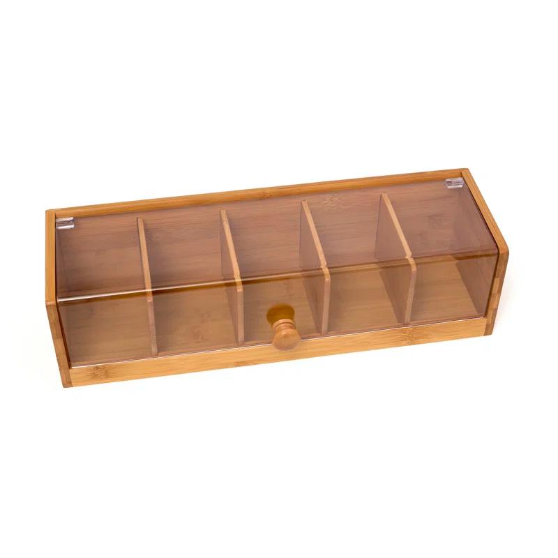 Lipper Bamboo 5-section Tea Box With Acrylic Cover