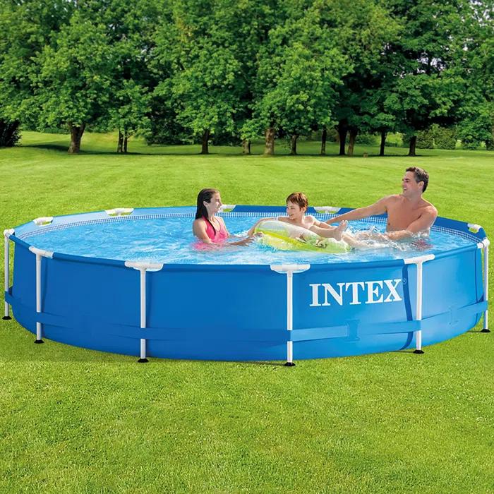 Intex Recreation Plastic Round Frame Set Pool 40'' H x 105'' W x 128'' L , with Pump Included