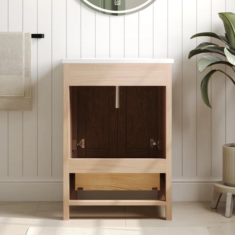 DeerValley Cove 24" Fully Assembled Single Bathroom Vanity with Ceramic Top, Soft-close Doors and Drawer