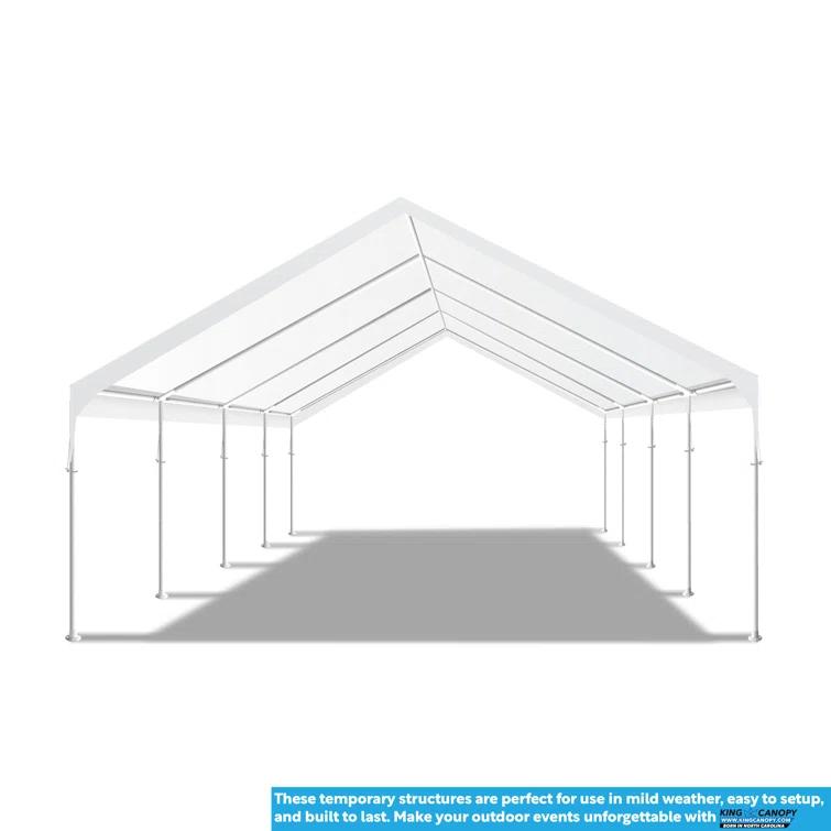 King Canopy Hercules 18ft x 27ft, 2-Inch Hammertone Steel Frame w/ buttons, 10-Leg Carport