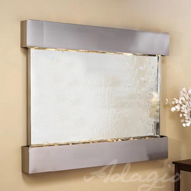 Adagio Fountains Teton Falls Natural Stone/Metal Wall Fountain with Light | Wayfair