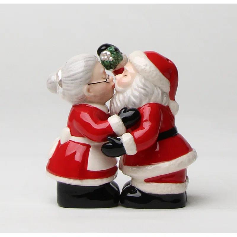 Cosmos Gifts Kissing Santa Couple Salt and Pepper