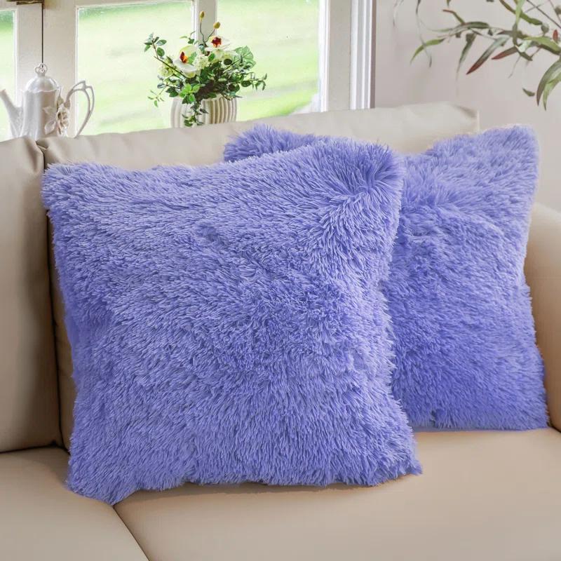 Cheer Collection Faux Fur Throw Pillow (Set of 2)