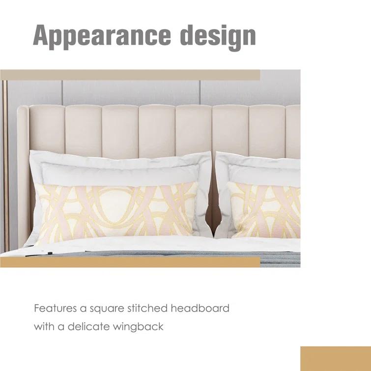 Wade Logan® Eriksay Low Profile Upholstered Platform Bed with Wingback Headboard