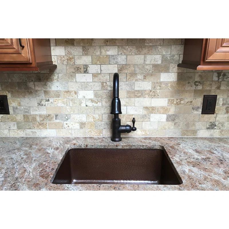 Premier Copper Products KSDB25199 25" Hammered Copper Single Basin Kitchen Sink