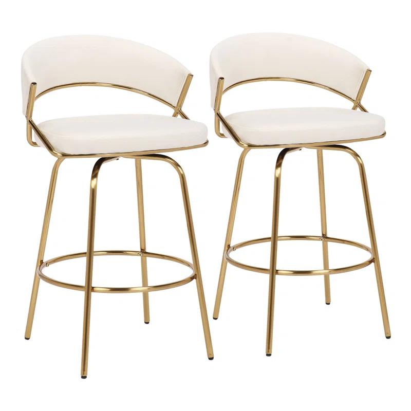 George Oliver Lakyia Swivel Upholstered Counter Stool with Metal Frame (Set of 2)
