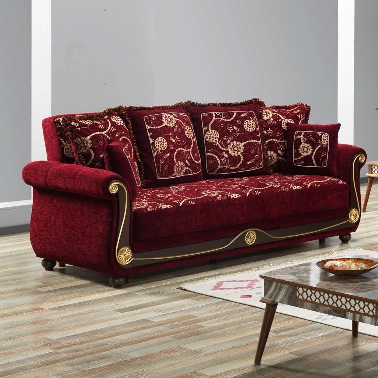 Rosdorf Park Mishonda Americano 95 in. Fabric Upholstered 3-Seater Twin 3-in-1 Sleeper Sofa Bed with Storage