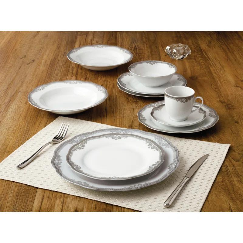 Lorren Home Trends 24 Piece Porcelain China Dinnerware Set - Service for 4