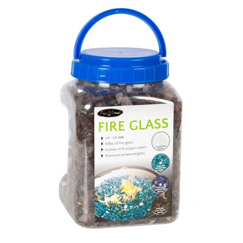 Fire Sense Fire Sense Premium Sparkling Reflective Tempered Fire Glass for Fire Pits Easy to Install-10 Lbs Crystal Clear