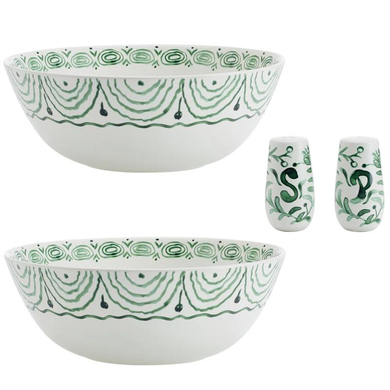 Fitz and Floyd Fitz And Floyd Green Sicily Serve Bowl/Salt & Pepper Set