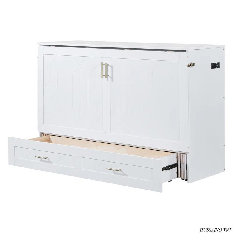GROUPES Murphy Bed Wall Bed With Drawer And A Set Of Sockets & USB Ports, Pulley Structure Design
