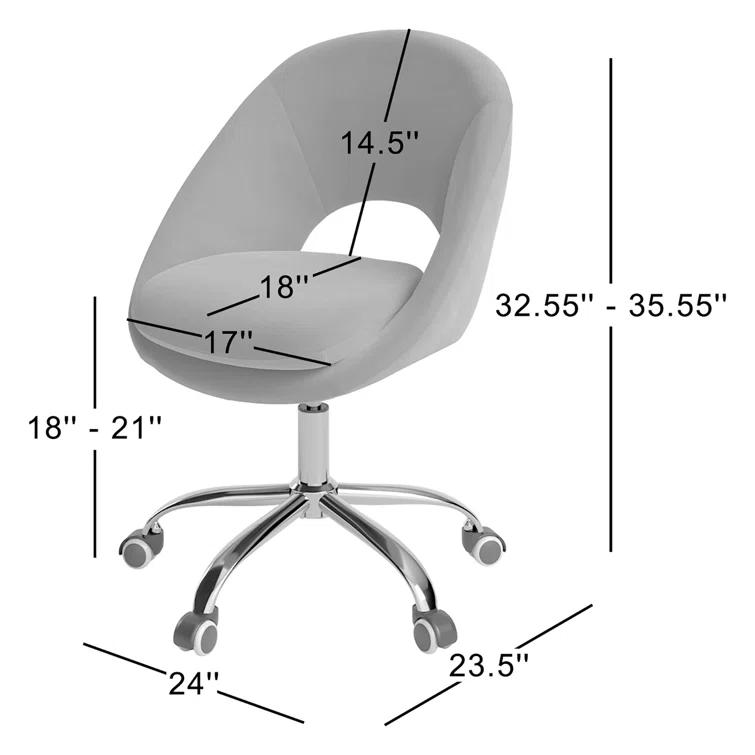 Kelly Clarkson Home Louise Velvet Modern Task Chair with Ergonomic Design