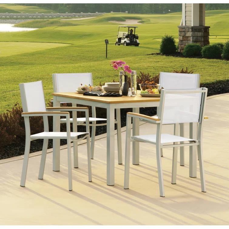 Oxford Garden Travira Stacking Patio Arm Chair (Set of 4)