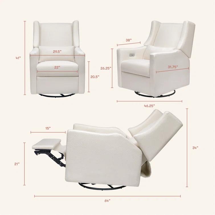 Babyletto Kiwi Cream Electronic Swivel Glider Power Recliner Nursery Chair