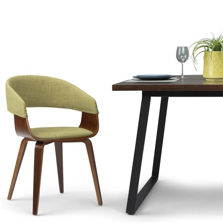 Lowell Bentwood Upholstered Dining Chair with Curved Backrest in Mid-Century Modern Style