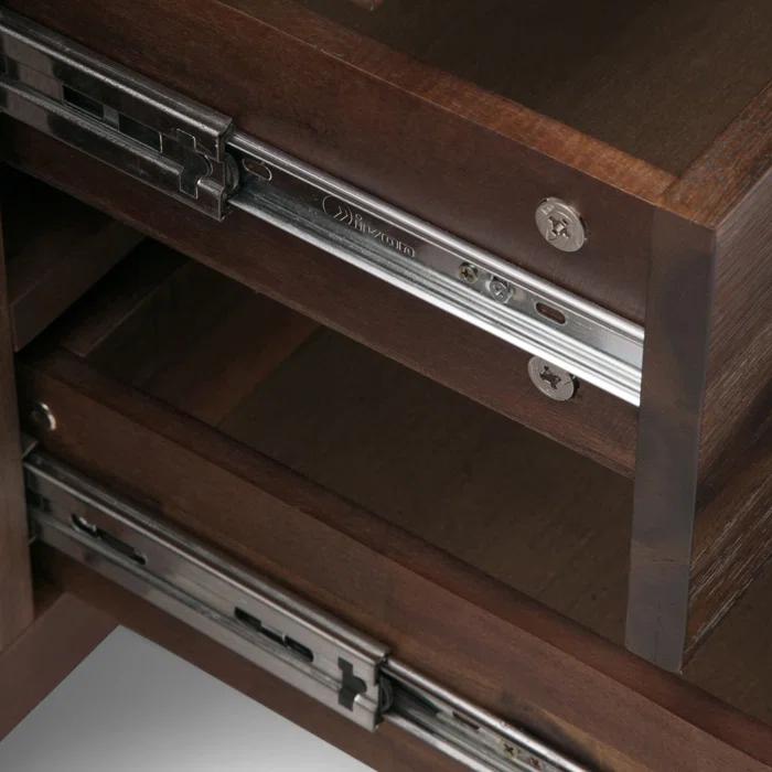 Simpli Home Lowry 60"W Solid Wood Modern Industrial 2-Door Sideboard Buffet with 3 Center Drawers