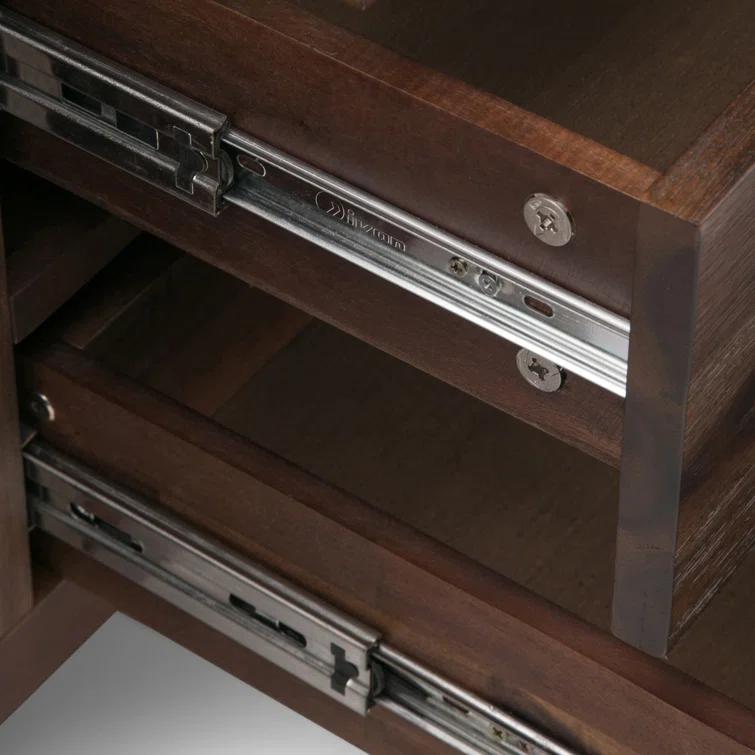 Simpli Home Lowry 60"W Solid Wood Modern Industrial 2-Door Sideboard Buffet with 3 Center Drawers