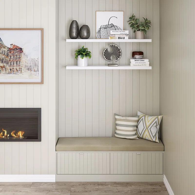 Ballucci Miami 48" W x 8" D Floating Shelves Set with Invisible Wall Mount Brackets (Set of 2)