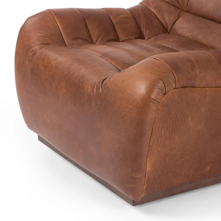 Heirloom Sienna Leather Swivel Lounge Chair with Tufted Back