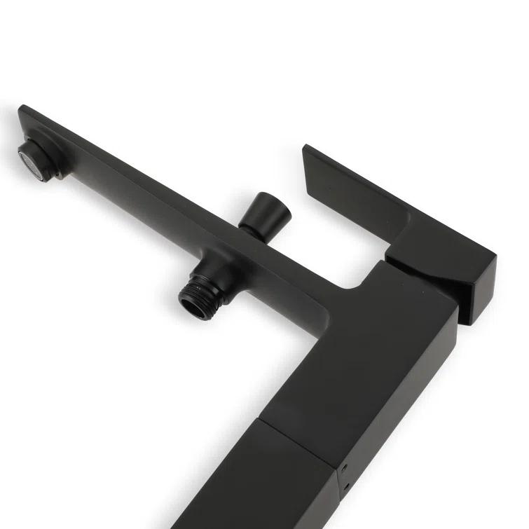 mondawe Single Handle Floor Mounted Freestanding Tub Filler with Diverter MDLT0055-MB