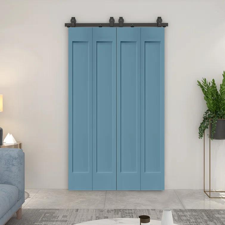 Calhome Paneled MDF Composite Double Bifold Barn Doors with Installation Hardware Kit