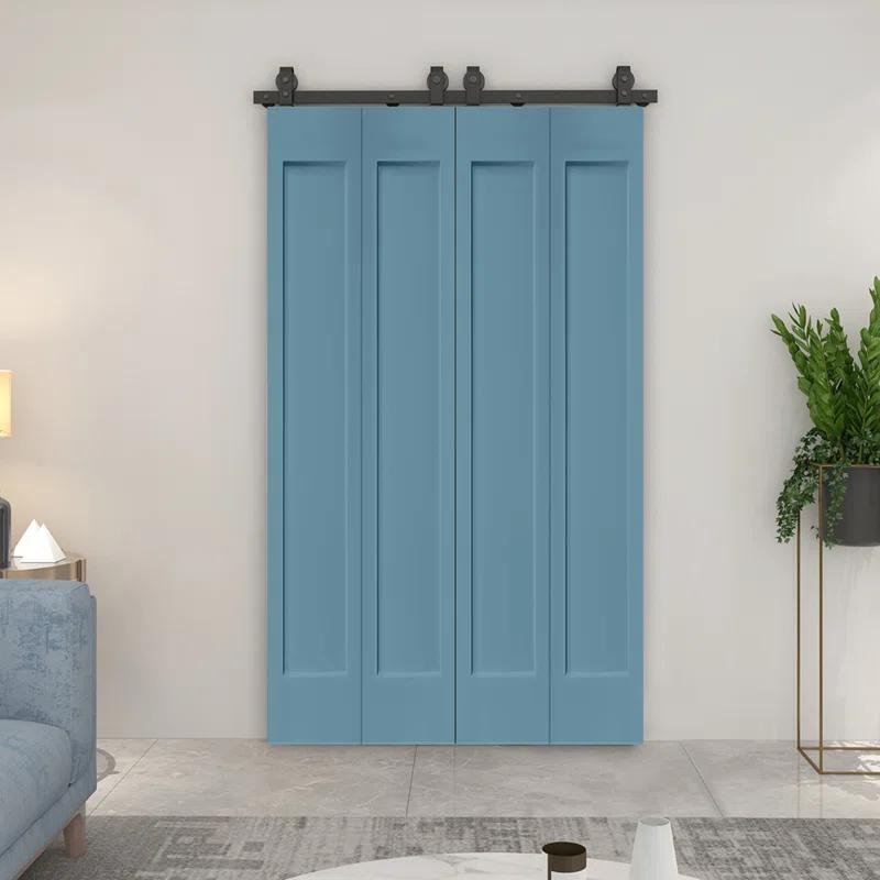 Calhome Paneled MDF Composite Double Bifold Barn Doors with Installation Hardware Kit