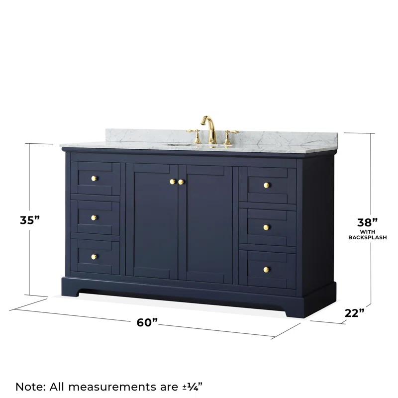 Wyndham Collection Avery 60'' Single Bathroom Vanity with Stone Top with Mirror