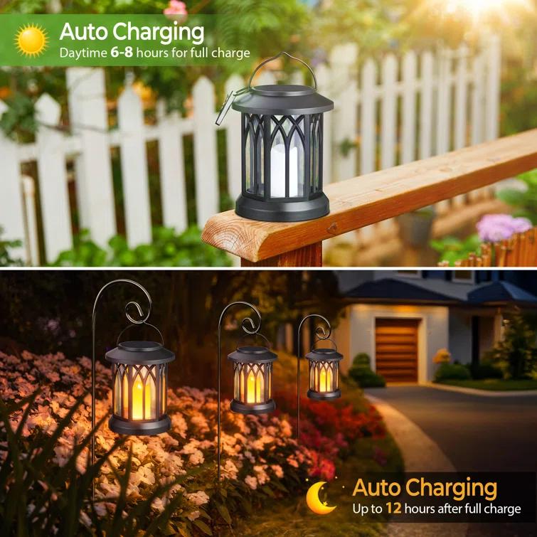 KOOPER Solar Lantern Outdoor Lights, Upgraded Flickering Candle Solar Lanterns Lights Outdoor Waterproof, Hanging Outdoor Solar Lanterns Lights, Solar Powered Lanterns For Yard Garden Decor (Set of 2)