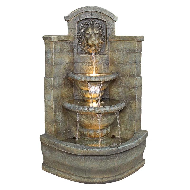 Astoria Grand Saint Remy Lion Corner Fountain with LED Lights