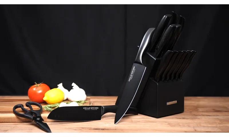 Zulay Kitchen Zulay Kitchen Premium 15-Piece Knife Set with Natural Wood Block and Built-in Sharpener