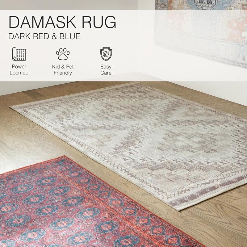 Kate Lester + Jaipur Living Machine Washable Kalinar Power Loom Performance Dark Red/Blue Rug