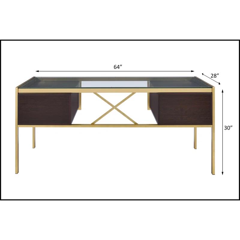 Everly Quinn Solid Wood Top Metal Base Writing Desk