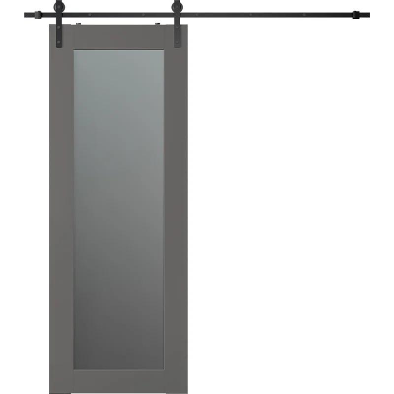 Belldinni Avon 207 Solid Manufactured Wood and Glass Paneled Barn Door with Installation Hardware Kit