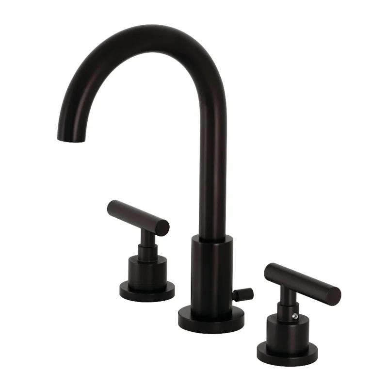Kingston Brass FSC8925CML Kingston Brass Manhattan Two-Handle 3-Hole Deck Mount Widespread Bathroom Faucet with Brass Pop-Up Drain