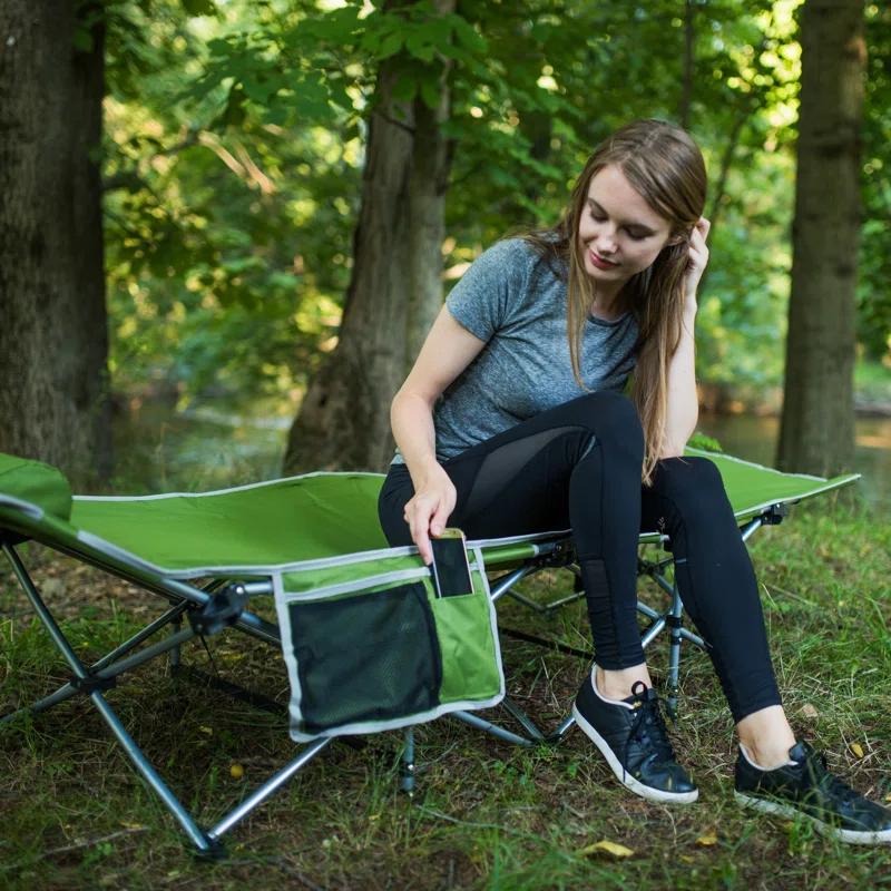 Alpcour Alpcour Folding Camping Cot - Compact Single Person Bed with Pillow for Indoor & Outdoor Use