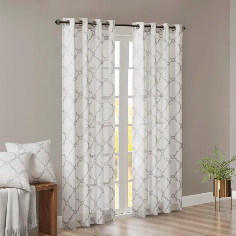 Madison Park Fretwork Print Grommet Top Single Window Curtain Panel