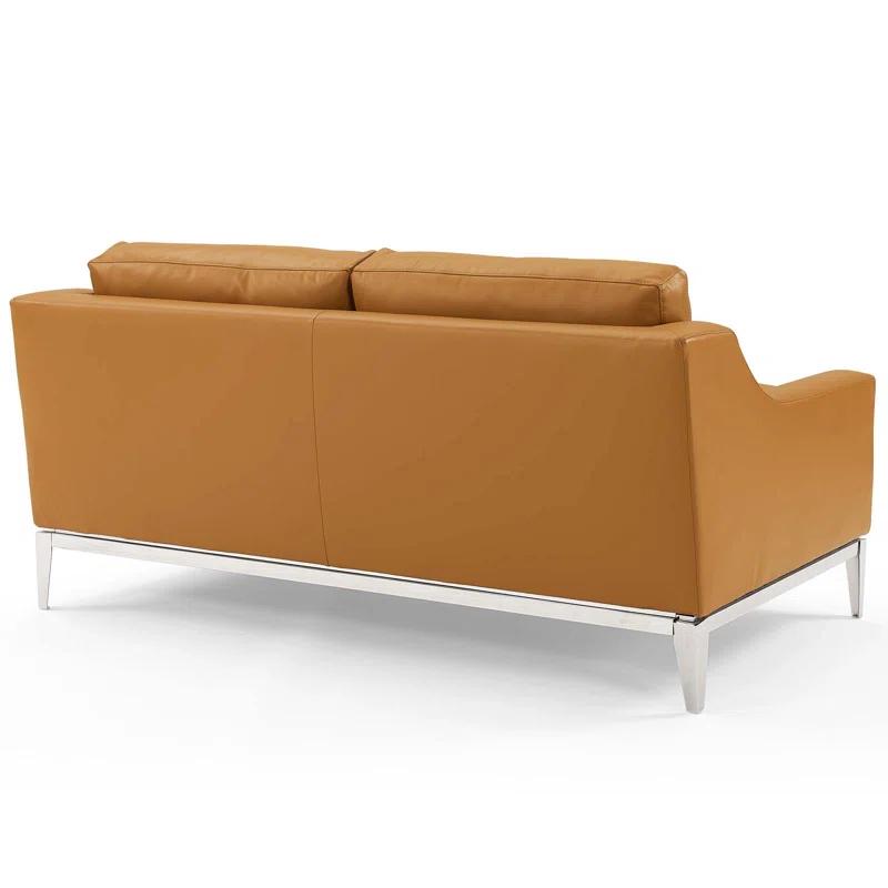 Modway Strick & Bolton Hollebon Stainless Steel/ Leather Loveseat by Modway